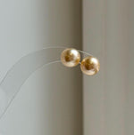 Elly’s 9.6mm Genius South sea Champagne Gold ocean Pearls Earrings studs: Extreme luster, S925 silver minimalist earrings studs. daily office golden ocean pearls earrings studs for her Mother’s Day gift