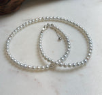 Elly’s 4.7-5.3mm Insale Freshwater White Pearls Necklace: Extreme luster mirrored, To 18.9”, S925 silver necklace strand. daily office small pearls necklace gift for her Mother’s Day