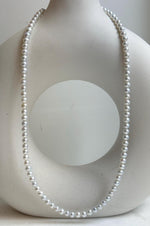 Elly’s 4.7-5.3mm Insale Freshwater White Pearls Necklace: Extreme luster mirrored, To 18.9”, S925 silver necklace strand. daily office small pearls necklace gift for her Mother’s Day