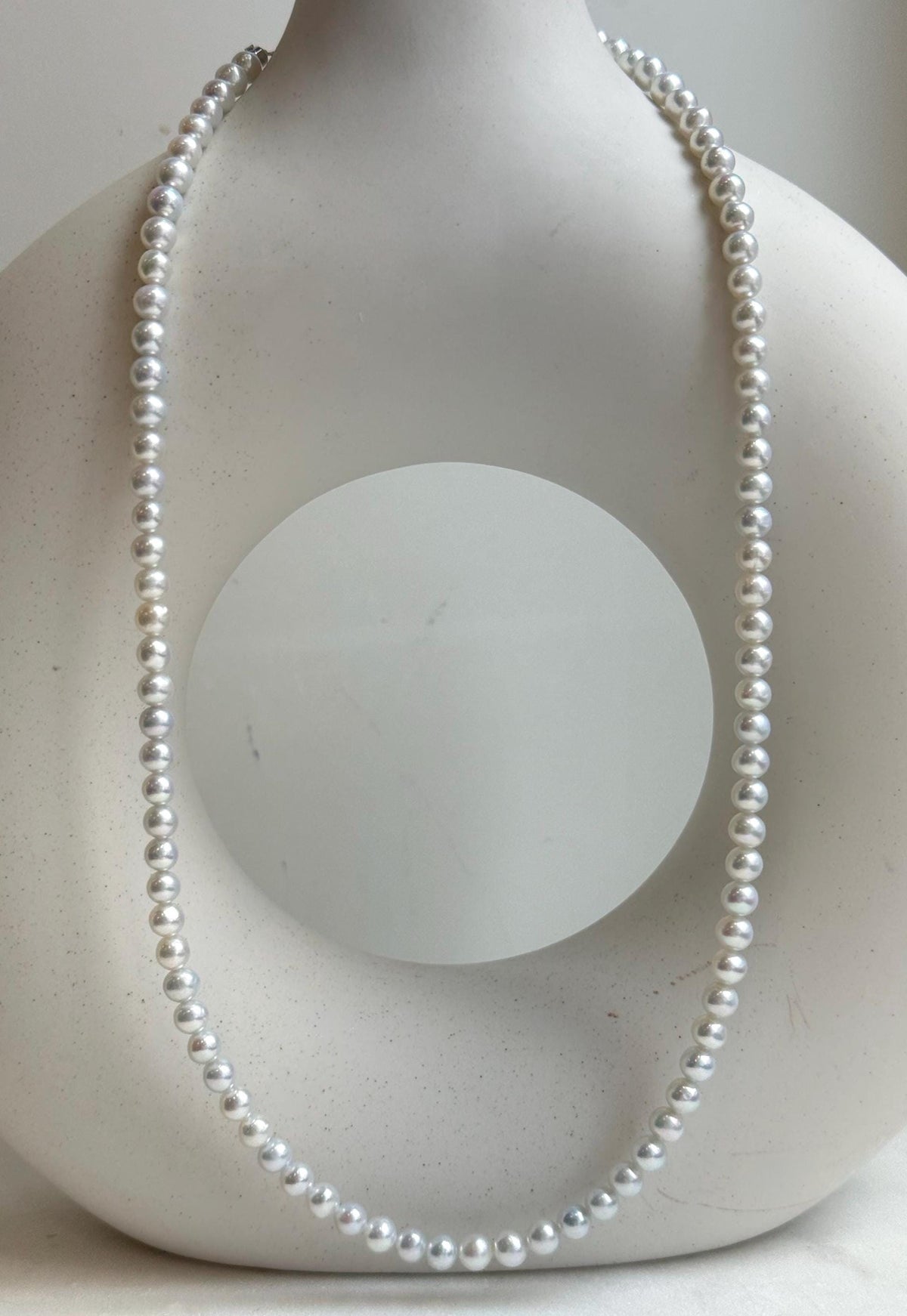 Elly’s 4.7-5.3mm Insale Freshwater White Pearls Necklace: Extreme luster mirrored, To 18.9”, S925 silver necklace strand. daily office small pearls necklace gift for her Mother’s Day