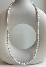 Elly’s 4.7-5.3mm Insale Freshwater White Pearls Necklace: Extreme luster mirrored, To 18.9”, S925 silver necklace strand. daily office small pearls necklace gift for her Mother’s Day