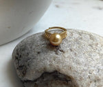 Elly’s 10.7mm South sea deep golden ocean pearl Ring: Extreme luster, S925 silver with gold plated adjustable minimalist Ring. high quality south sea golden pearl Ring for her anniversary