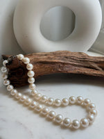 Elly’s 35pcs off White Edison Pearls Necklace Strand: Strong luster, 11-12.8mm, 17.7”, S925 silver necklace. high quality Daily office large Edison white pearls necklace strand for her birthday