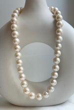 Elly’s 35pcs off White Edison Pearls Necklace Strand: Strong luster, 11-12.8mm, 17.7”, S925 silver necklace. high quality Daily office large Edison white pearls necklace strand for her holiday