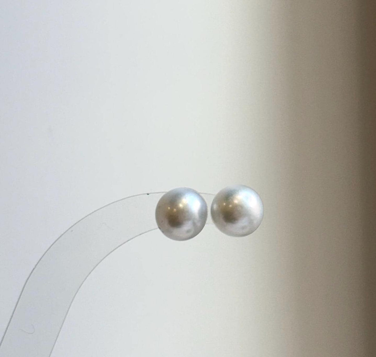 Elly’s 10.1mm White Blue Edison Pearls Earrings Studs: Extreme luster Mirrored, S925 silver minimalist earrings studs.