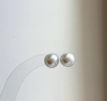 Elly’s 10.1mm White Blue Edison Pearls Earrings Studs: Extreme luster Mirrored, S925 silver minimalist earrings studs.
