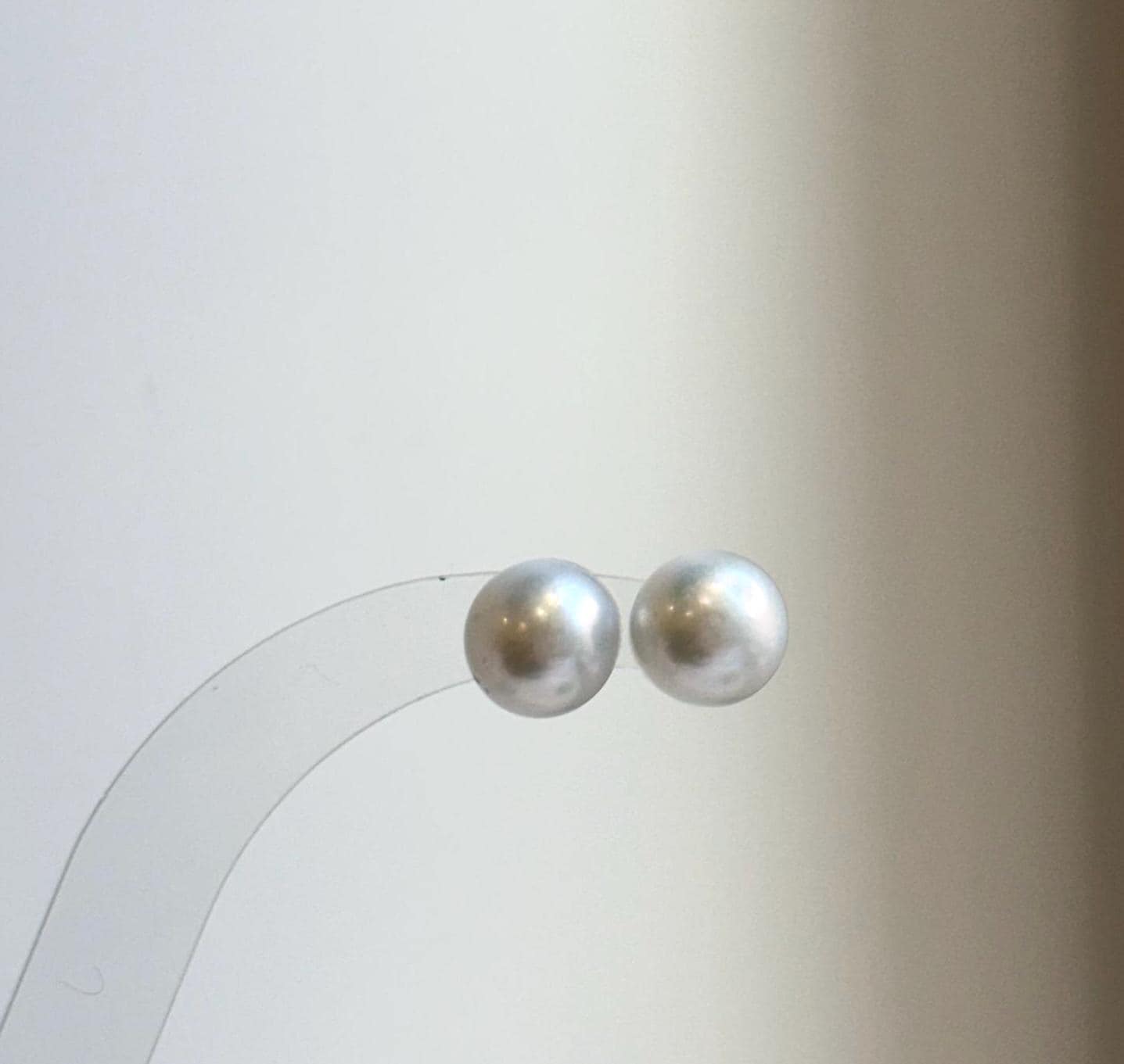 Elly’s 10.1mm White Blue Edison Pearls Earrings Studs: Extreme luster Mirrored, S925 silver minimalist earrings studs.