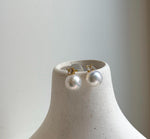 Elly’s 9.8mm White Edison Pearls Earrings Studs: Extreme luster Mirrored, S925 silver minimalist earrings studs.
