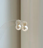 Elly’s 9.8mm White Edison Pearls Earrings Studs: Extreme luster Mirrored, S925 silver minimalist earrings studs.