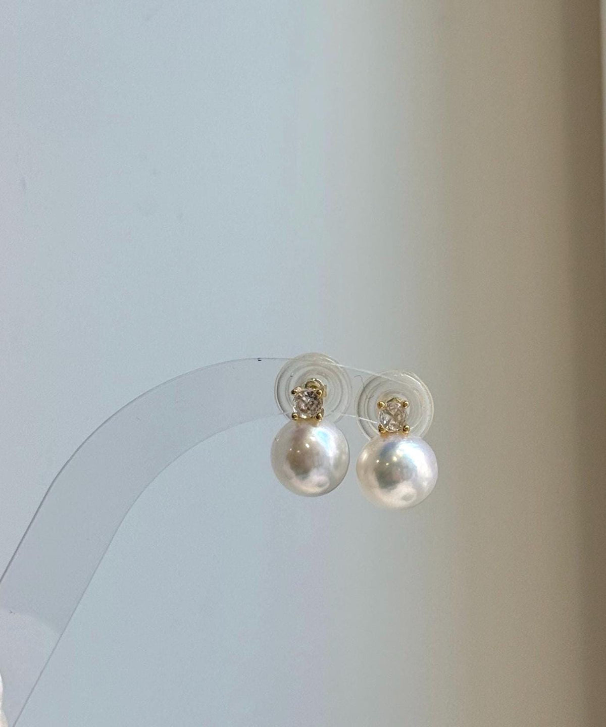 Elly’s 9.8mm White Edison Pearls Earrings Studs: Extreme luster Mirrored, S925 silver minimalist earrings studs.