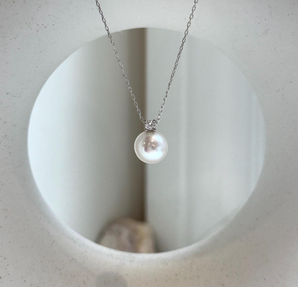 Elly’s 9.9mm Edison white Pearl Pendant: Extreme luster, 1.4cm high, s925 silver minimalist pendant necklace set.
