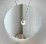 Elly’s 9.9mm Edison white Pearl Pendant: Extreme luster, 1.4cm high, s925 silver minimalist pendant necklace set.