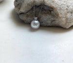 Elly’s 9.9mm Edison white Pearl Pendant: Extreme luster, 1.4cm high, s925 silver minimalist pendant necklace set.