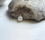 Elly’s 9.9mm Edison white Pearl Pendant: Extreme luster, 1.4cm high, s925 silver minimalist pendant necklace set.
