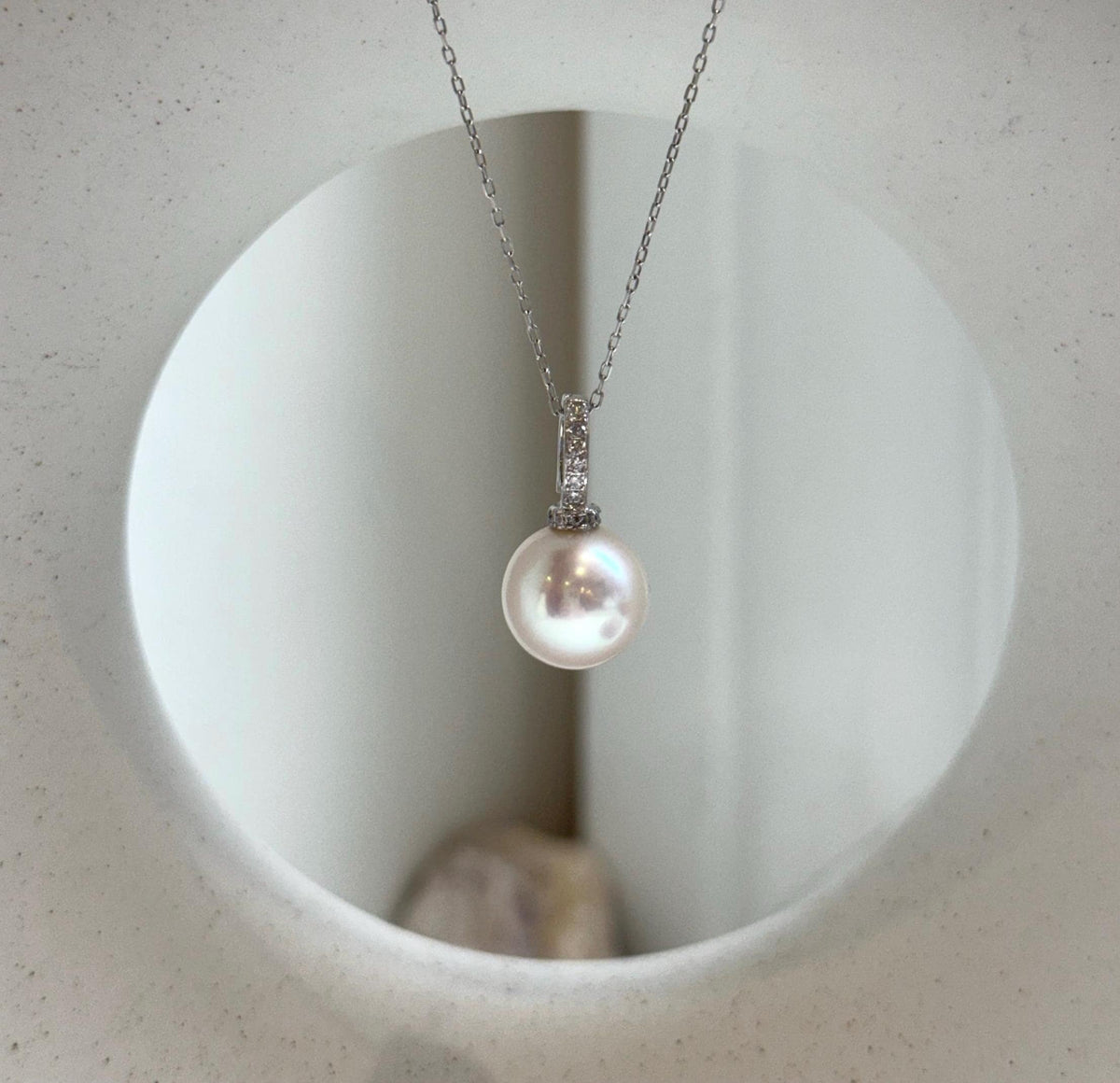 Elly’s 11.5mm Edison white Pearl Pendant: Extreme luster, 2.1cm high, s925 silver minimalist pendant necklace set.