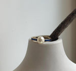 Elly’s 7.4mm Akoya ivory ocean pearl ring: Extreme luster mirrored, S925 silver adjustable ring. Pearl Jewelry Idea.