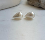 Elly’s 13.9x21mm Genius off white Ocean Mabe Pearls Earrings Studs: Extreme luster Mirrored, S925 silver minimalist earrings studs.high quality ocean Mabe pearls earrings for her anniversary