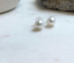 Elly’s 9.7mm White Edison Pearls Earrings Studs: Extreme luster Mirrored, S925 silver minimalist earrings studs.