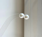 Elly’s 9.7mm White Edison Pearls Earrings Studs: Extreme luster Mirrored, S925 silver minimalist earrings studs.