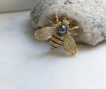 Elly’s Tahitian teal purple Ocean Pearl Bee Brooch pendant 2in1: Extreme luster mirrored, 8.5mm, 4x3cm, No chain. daily office black bee brooch for her birthday