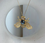 Elly’s Tahitian teal purple Ocean Pearl Bee Brooch pendant 2in1: Extreme luster mirrored, 8.5mm, 4x3cm, No chain. daily office black bee brooch for her