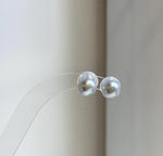 Elly’s 8.5mm Akoya blue silver ocean Pearls Earrings Studs: Extreme luster Mirrored, S925 silver minimalist earring.