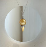 Elly’s 13.3mm Genius South sea deep gold ocean pearl Pendant: Extreme luster, 3.7cm high, s925 silver 18k gold plated pendant. daily office golden pearl pendant for her birthday