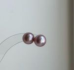 Elly’s 10.7mm Pink Rose Edison Pearls Earrings Studs: Extreme luster Mirrored, S925 silver minimalist earring.