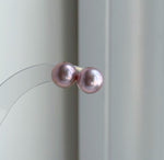 Elly’s 10.7mm Pink Rose Edison Pearls Earrings Studs: Extreme luster Mirrored, S925 silver minimalist earring. daily office pearl earrings for her