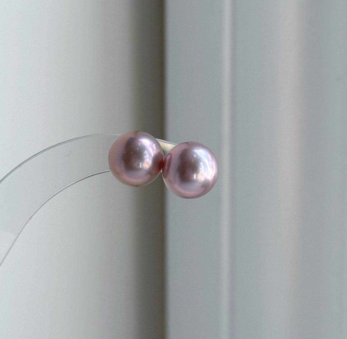 Elly’s 10.7mm Pink Rose Edison Pearls Earrings Studs: Extreme luster Mirrored, S925 silver minimalist earring. daily office pearl earrings for her