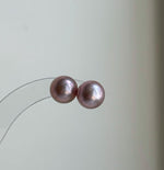 Elly’s 10.7mm Pink Rose Edison Pearls Earrings Studs: Extreme luster Mirrored, S925 silver minimalist earring. daily office pearl earrings for her anniversary