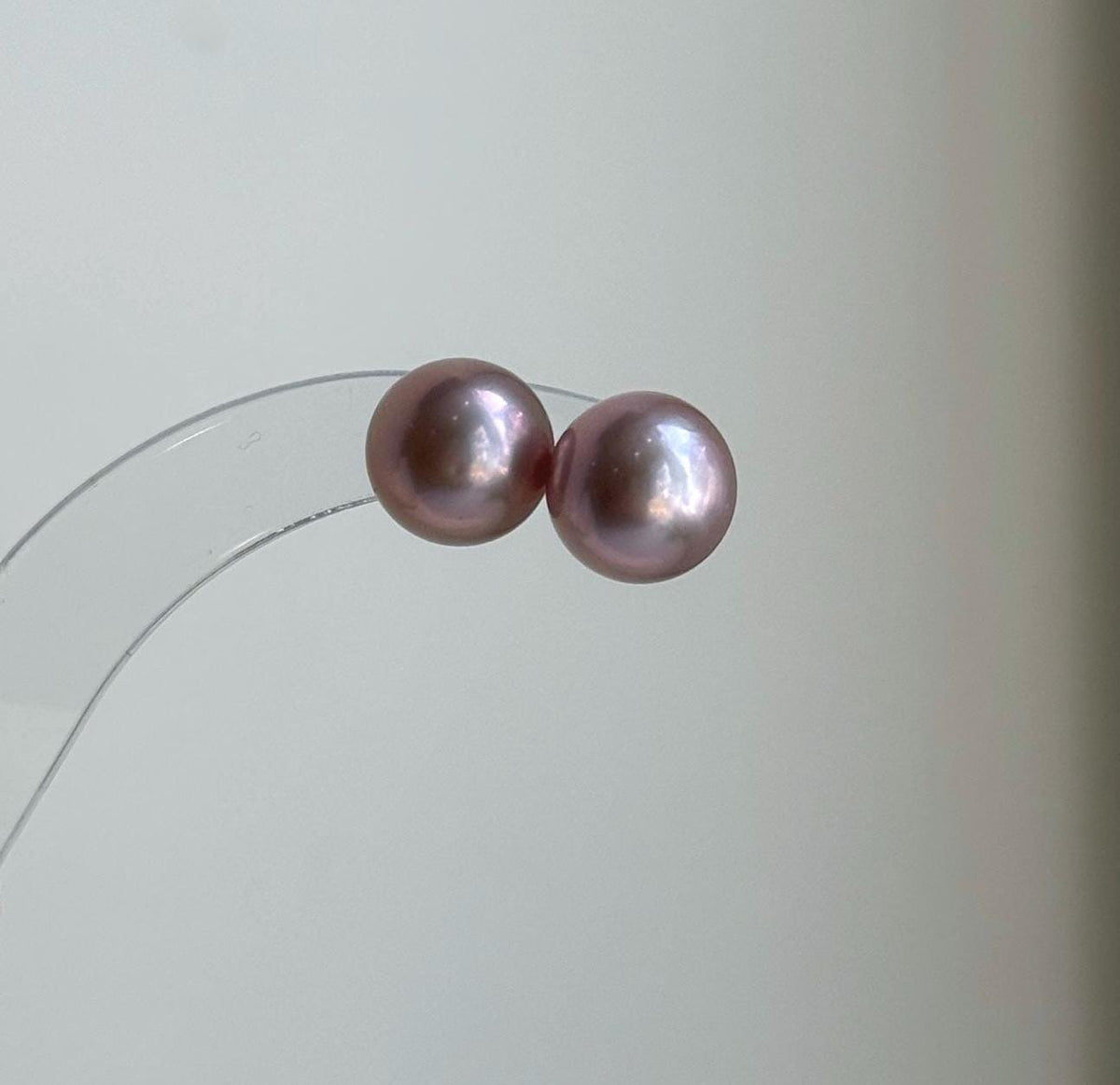 Elly’s 10.7mm Pink Rose Edison Pearls Earrings Studs: Extreme luster Mirrored, S925 silver minimalist earring. daily office pearl earrings for her Mother’s Day gift