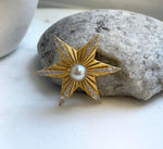 Elly’s South Sea ivory champagne ocean Pearl Brooch Pendant 2in1: extreme luster mirrored,9.4mm,4.7cm dia.no chain. daily office star brooch for her