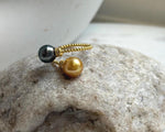 Elly’s Double South sea golden Tahitian ocean pearls Ring: Extreme luster mirrored, 8.6-9.5mm , S925 silver adjustable minimalist Ring. high quality double ocean pearls sterling silver adjustable ring for her retirement