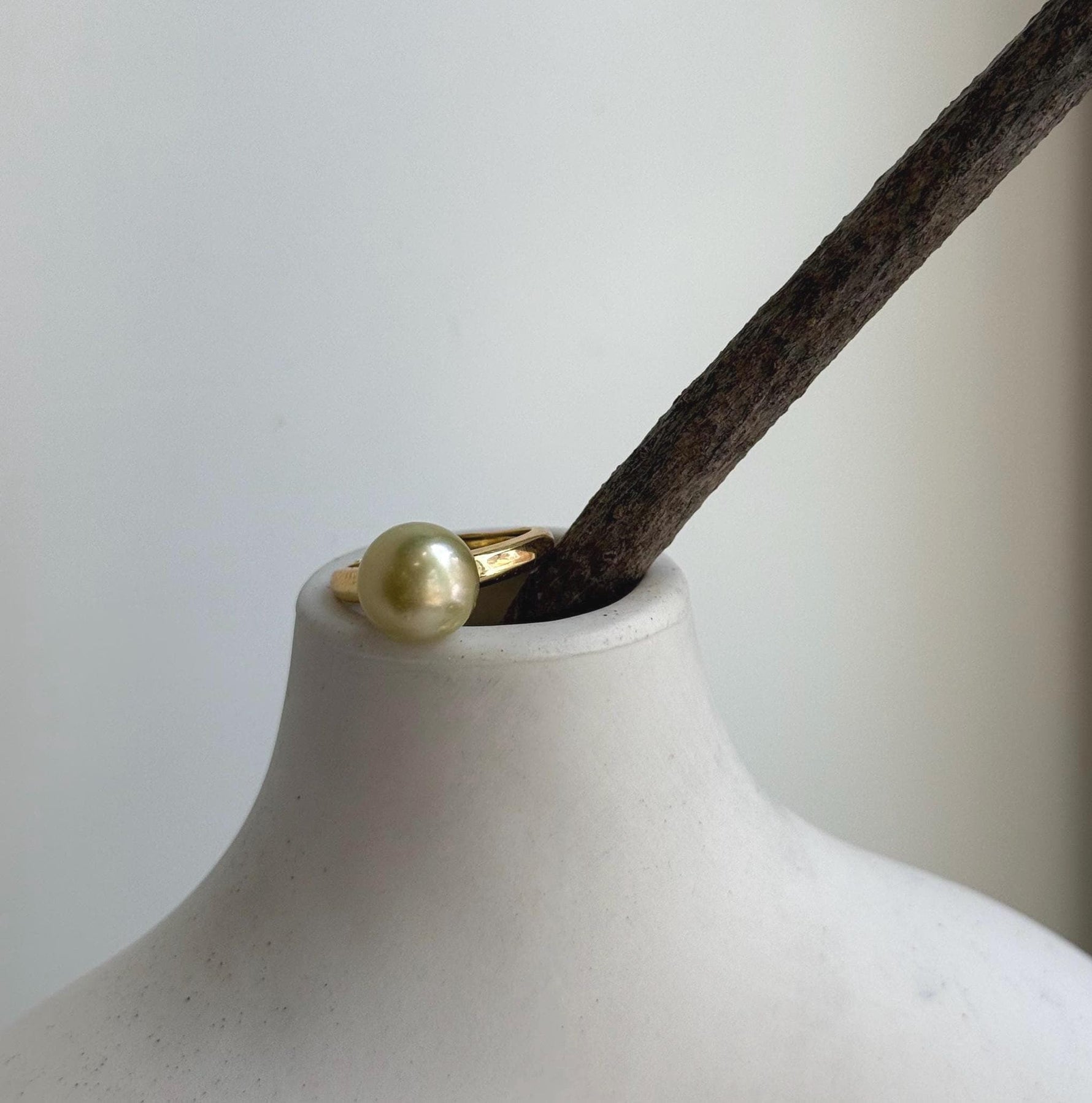 Elly’s 10mm South sea deep tea gold ocean pearl Ring: Extreme luster, S925 silver with gold plated adjustable minimalist Ring.