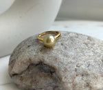 Elly’s 10mm South sea deep tea gold ocean pearl Ring: Extreme luster, S925 silver with gold plated adjustable minimalist Ring. golden pearl ring gift for her
