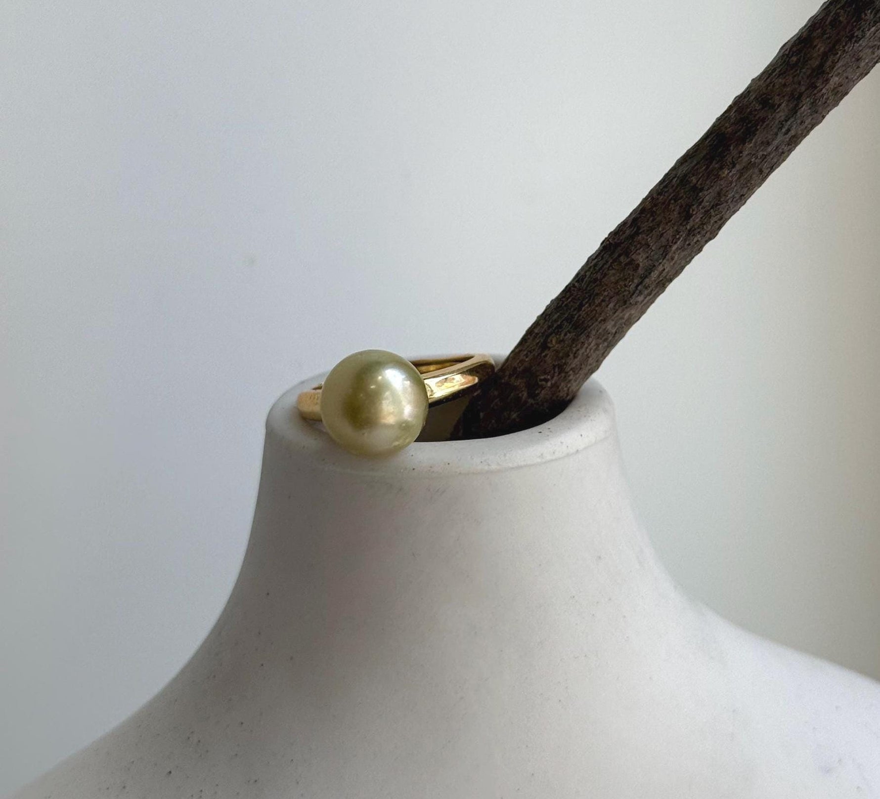 Elly’s 10mm South sea deep tea gold ocean pearl Ring: Extreme luster, S925 silver with gold plated adjustable minimalist Ring. golden pearl ring gift for her Mother’s Day gift