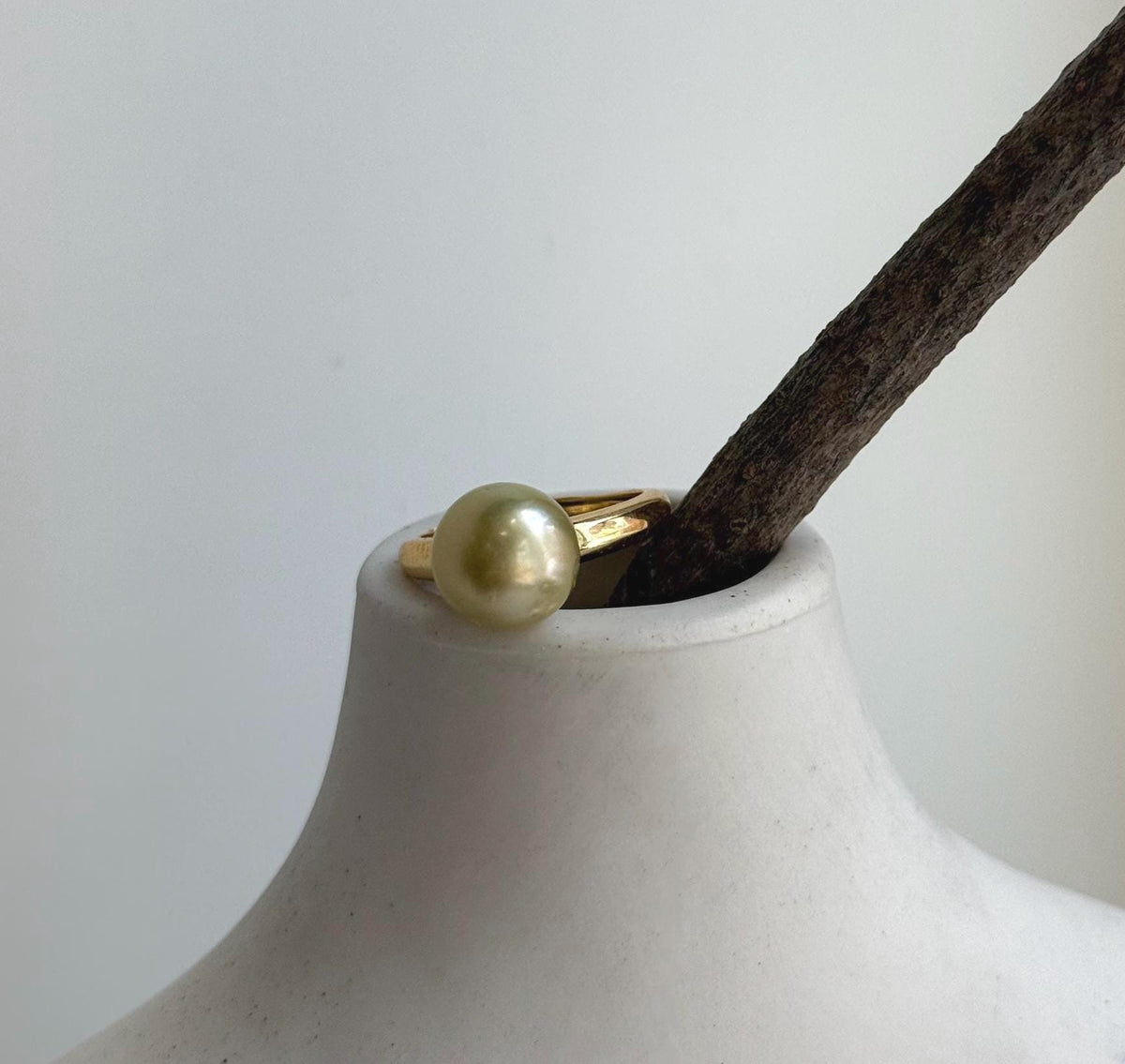 Elly’s 10mm South sea deep tea gold ocean pearl Ring: Extreme luster, S925 silver with gold plated adjustable minimalist Ring. golden pearl ring gift for her