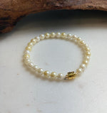 Elly’s 5.5-6mm Genius Akoya golden ocean Pearls Bracelet: Extreme luster mirrored, 7.1”, S925 silver Bracelet. daily office golden ocean pearl bracelet for her birthday