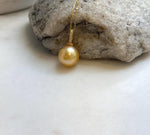 Elly’s 12.6mm Genius South sea deep gold ocean pearl Pendant: Extreme luster, 2.3cm high, s925 silver pendant.