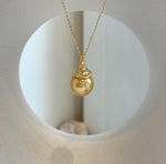 Elly’s 12.8mm Genius South sea deep tea gold ocean pearl Pendant: Extreme luster, 2.3cm high, s925 silver pendant.