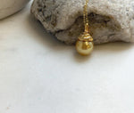 Elly’s 12.8mm Genius South sea deep tea gold ocean pearl Pendant: Extreme luster, 2.3cm high, s925 silver pendant.