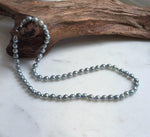 Elly’s 5.6-6mm Akoya Silver Blue ocean pearls necklace:Extreme luster mirrored, 17.6”, S925 silver necklace strand.