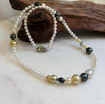 Elly’s Multicolor ocean white Freshwater pearls necklace:Extreme luster mirrored, 20.5”, S925 silver necklace strand. daily office pearls necklace strand for her anniversary
