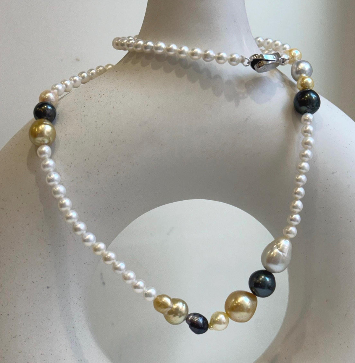 Elly’s Multicolor ocean white Freshwater pearls necklace:Extreme luster mirrored, 20.5”, S925 silver necklace strand. daily office pearls necklace strand for her