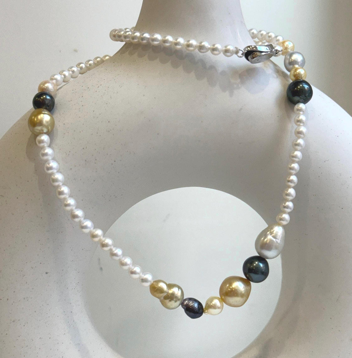 Elly’s Multicolor ocean white Freshwater pearls necklace:Extreme luster mirrored, 20.5”, S925 silver necklace strand. daily office pearls necklace strand for her