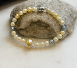 Elly’s Multicolor Ocean Pearls Bracelet: Extreme luster, South sea golden Akoya ocean Pearls, 5.6-11.1mm, S925 silver bracelet.