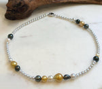 Elly’s Multicolor ocean white Freshwater pearls necklace:Extreme luster mirrored, 19.3”, S925 silver necklace strand.