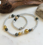 Elly’s Multicolor ocean white Freshwater pearls necklace:Extreme luster mirrored, 19.3”, S925 silver necklace strand.
