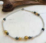 Elly’s Multicolor ocean white Freshwater pearls necklace:Extreme luster mirrored, 19.3”, S925 silver necklace strand.